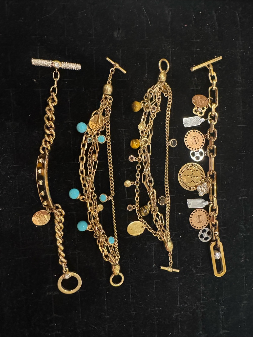 Henri Bendel Gold-Tone Multi-Chain Bracelets and Charm Bracelet